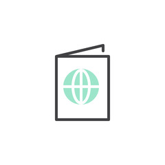 Passport icon vector, linear flat sign, bicolor pictogram, green and gray colors. International passport document symbol, logo illustration