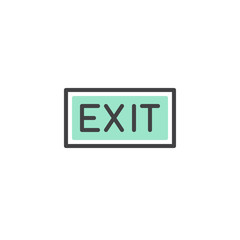 Exit sign icon vector, linear flat sign, bicolor pictogram, green and gray colors.  Exit Name Plate symbol, logo illustration