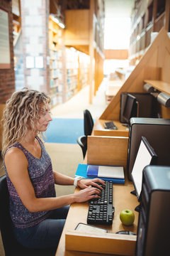 Beautiful woman working on computer