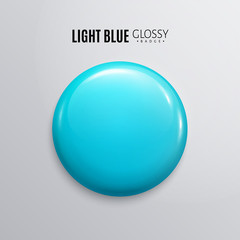 Blank light blue glossy badge or button.
