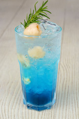 Ice blue hawaii lychee on table