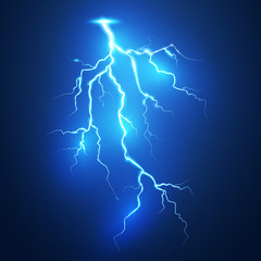 Lightnings. Magic and bright lighting effects. Vector Illustration