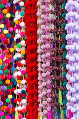 Decorative Pom-Poms As Background Texture