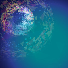 Abstract blue green polygonal sphere background