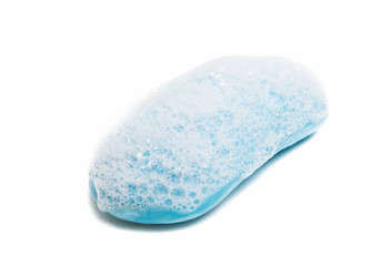 blue soap with foam isolated