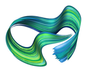 3d render, abstract artistic splashing shape, brush stroke, paint splash, green blue purple...