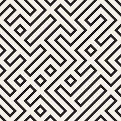 Stylish lines lattice. Ethnic monochrome texture. Abstract geometric background design. Vector seamless pattern.