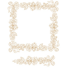Golden vintage border frame engraving with retro ornament pattern in antique baroque style decorative design. Vector