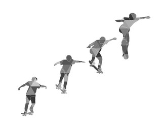 set of geometric skateboarder on white background