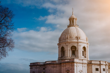 White cupola of the National Pantheon in sun light. Lisbon. Lisboa Lissabon