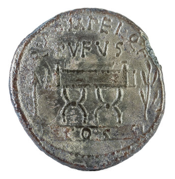Roman Republic Coin. Ancient Roman silver denarius of the family Pompeia. Obverse.