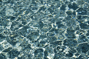 Abstract clear water texture background.Blue swimming pool surface.Selective focus.