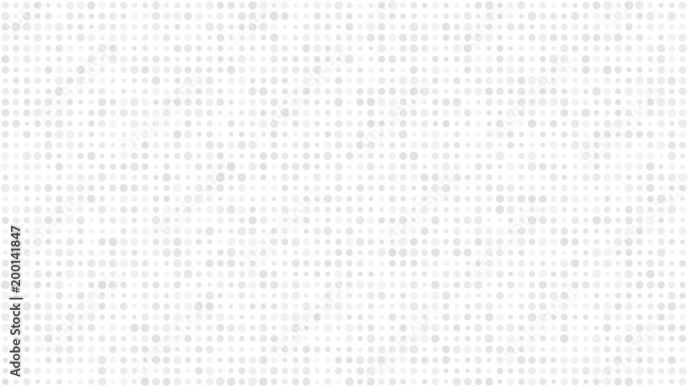 Wall mural abstract light background of small circles or pixels in various sizes in white and gray colors.