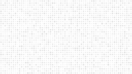 Abstract light background of small circles or pixels in various sizes in white and gray colors.
