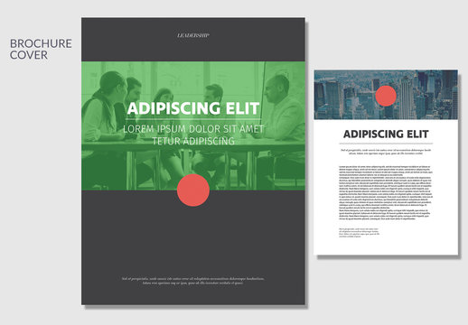 Leadership Business Brochure Layout with Red Dot Element