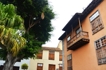 Typical wooden balcony in Tenerife