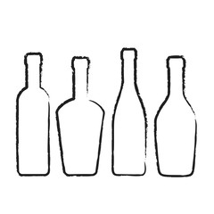 Set of wine bottles silhouette for design on white, stock vector illustration