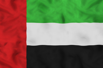 UAE national flag with waving fabric 