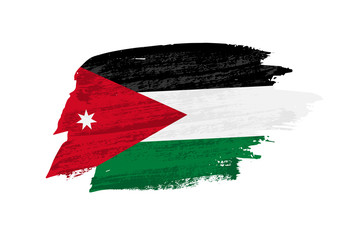 Vector brush painted Jordan flag. Hand drawn style flag of Jordan.