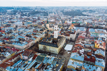 cityscape of old european city. bird's eye view