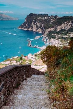 The Phoenician Steps (La Scala Fenicia) of Capri , Italy.