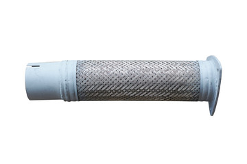 Transition fitting for automotive muffler to reduce vibration