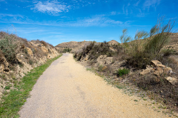 The green way of Lucainena under the blue sky in Almeria