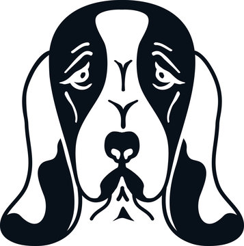 Basset hound head silhouette black and white
