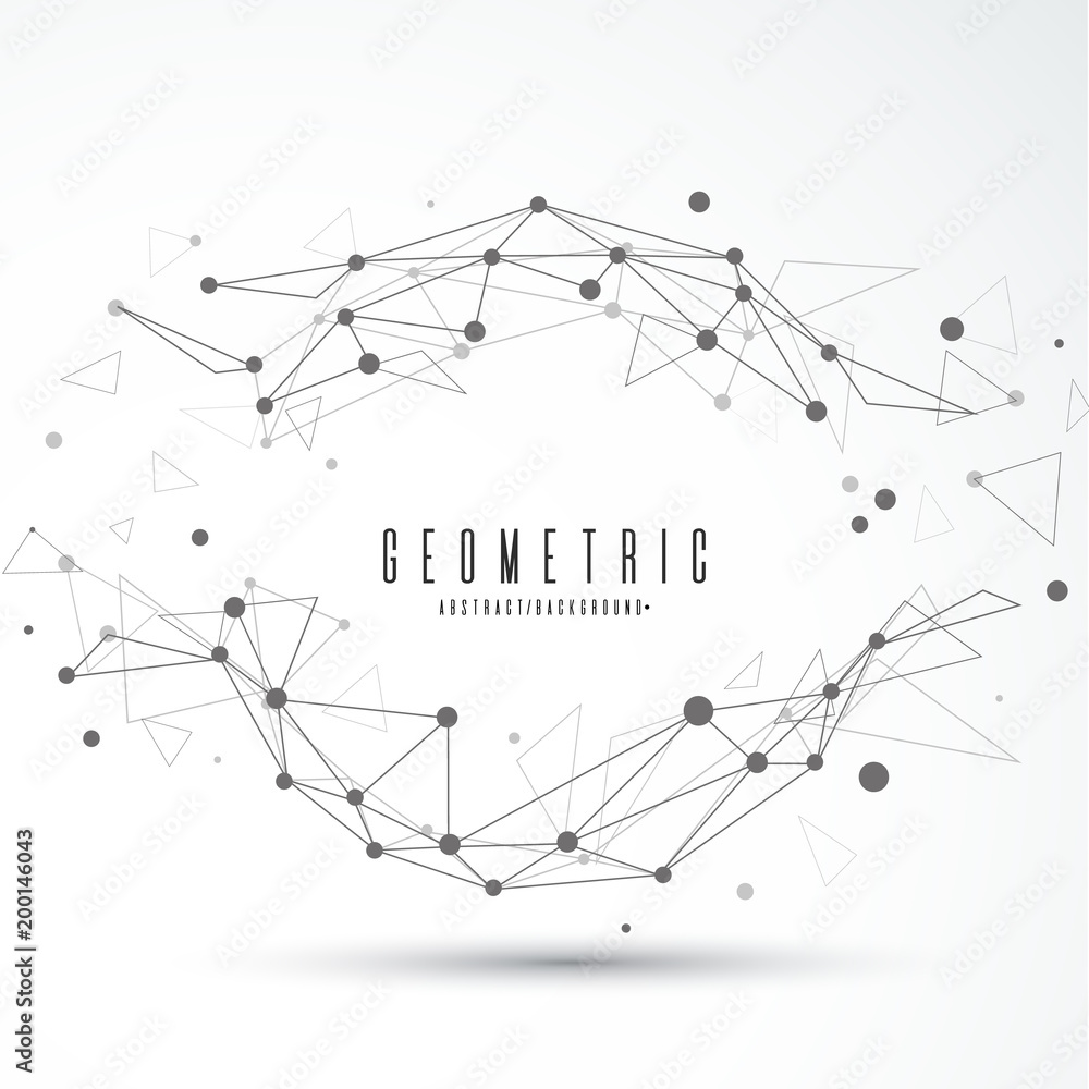 Poster Abstract sphere isolated. Vector connection concept. Wireframe mesh. Digital hi-tech illustration.