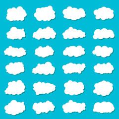 Fototapeta premium Creative vector illustration of fluffy sky clouds isolated on background. Art design set. Abstract concept graphic element
