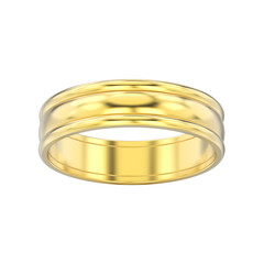 3D illustration isolated yellow gold matching couples wedding ring bands