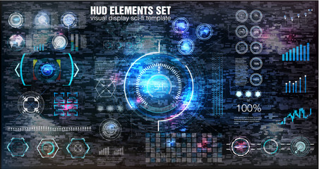 HUD UI. Abstract virtual graphic touch user interface glitch background. Vector science abstract.  Vector illustration. Futuristic user interface. Sky-fi HUD. Vector eps10.