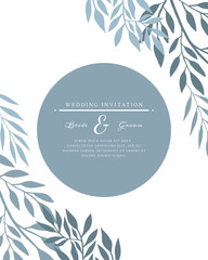 Wedding invitation card template with vector foliage border - 200148252