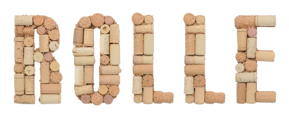 Grape variety Rolle made of wine corks Isolated on white background