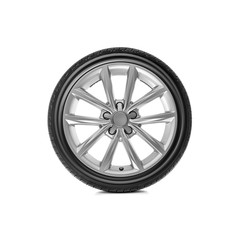 Fototapeta premium Car wheels on white background.