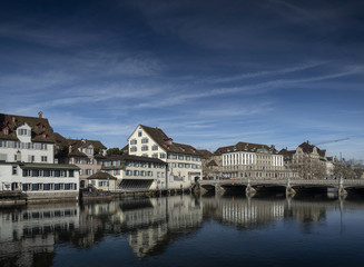 central zurich old town limmat river landmark view in switzerland