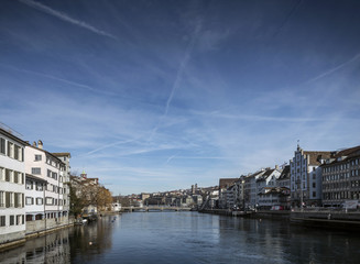 central zurich old town limmat river landmark view in switzerland