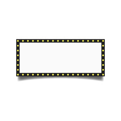 Retro Billboard Vector. Shining Light Sign Board. Realistic Shine Lamp Frame. 3D Electric Glowing Element. Vintage Golden Illuminated Neon Light. Isolated Illustration