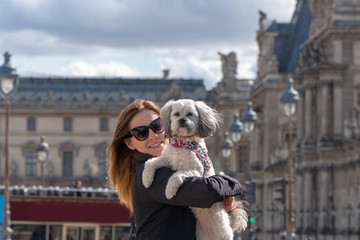 Girl with Shih Tzu in Paris