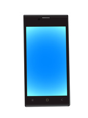 layout for cutting and pasting vector A black smartphone with blue blank screen on isolated white background