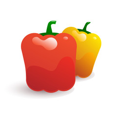 Red and yellow peppers vector illustration