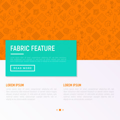 Fabric feature concept with thin line icons: leather, textile, cotton, wool, waterproof, acrylic, silk, eco-friendly material, breathable material. Modern vector illustration, web page template.