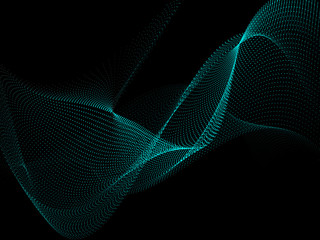 Abstract dark background with blue energy. Point waves.