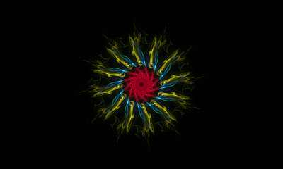 Fototapeta premium Abstract colorful round flower wallpaper with black background