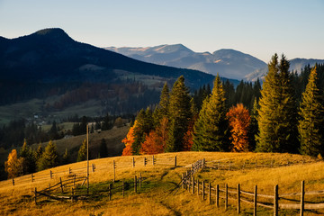 Beautiful mountain countryside in Fall in Carpathians