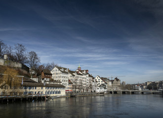 central zurich old town limmat river landmark view in switzerland