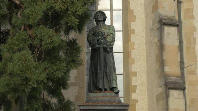  Ulrich Zwingli statue in Zurich, Switzerland 