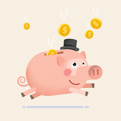 Piggy bank with coins.