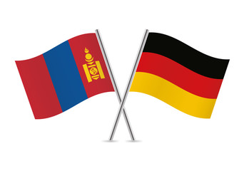 Mongolia and Germany flags. Vector illustration.