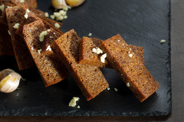 Crouton with garlic.